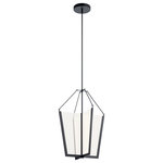Kichler - Kichler Calters 1-LT LED Foyer Pendant 52292BKLED - Black - The Calters 28.5" LED Foyer Pendant features a tapered lantern design with Black Finishes and clear acrylic light-guide panels fearing a dotted pattern for a classic, modern design.