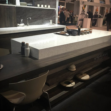 Quartz Counter paired with Wood - Multi Level Surfaces