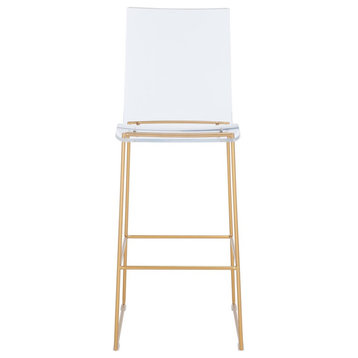 Safavieh Couture Bryant Acrylic Barstool, Clear/Gold