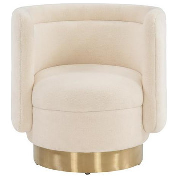 Sara Swivel Accent Chair Ivory/Gold