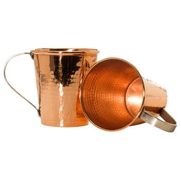 Moscow Mule Mug, 18oz, Hammered Copper With Stainless Steel Handle, Copper, 18oz