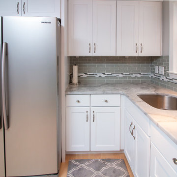 Transitional Sea Salt Classic Kitchen remodel with Supreme white granite top