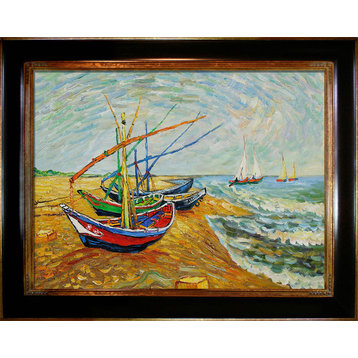 Fishing Boats on the Beach at Saintes-Maries with Frame, 30X40