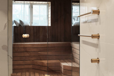 コペンハーゲンにあるエクレクティックスタイルのおしゃれな浴室の写真