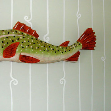 Housefox Design - Green Walls with whimsical lines.