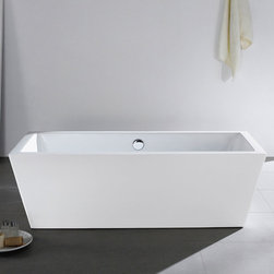 59" x 30" White Rectangle Soaking Free-Standing Bathroom Tub - Bathtubs