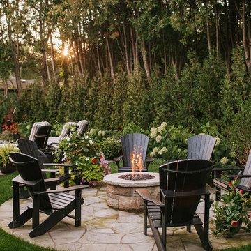 Natural Stone Patio with Fireplace