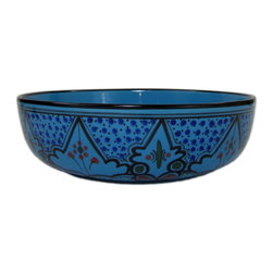 Le Souk Ceramique - Wide Stoneware Salad/Pasta Bowl Sabrine Design - Serving And Salad Bowls
