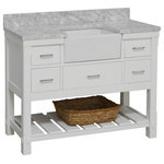 Kitchen Bath Collection - Charlotte 48" Bathroom Vanity, White, Carrara Marble - The Charlotte: vintage country style.