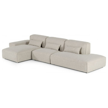 Lexie Modern Beige Sectional Sofa & Ottoman