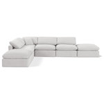 Meridian Furniture - Indulge Upholstered Modular U-Shaped Sectional, Cream, 6-Piece: 3 Armless Chair, 1 Corner Chair, 2 Ottoman, Down Stuffed Velvet - Experience ultimate comfort and style with our cream velvet Indulge Sectional. The luxurious velvet will elevate the aesthetic of any room. This sofa provides ample space for you to relax while its modular build offers the option of unlimited configurations. Whether you're looking to add a stylish element to your living room or a comfortable seating option to your bedroom, this sofa is the perfect choice.
