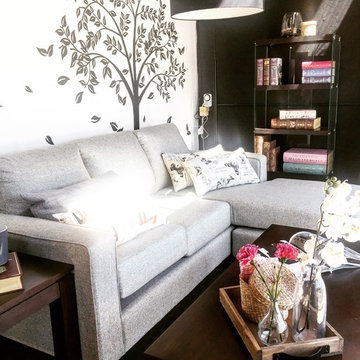 A Simple and Contemporary Living Space in Grey and Wood Textured Pieces