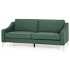 Heidi Modern Fabric 3 Seater Sofa, Forest Green/Silver