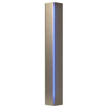 Gallery Small Sconce, Soft Gold Finish, Blue Glass