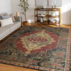 Fiona Transitional Border Red Rectangle Area Rug, 9'x12'