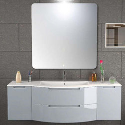 Italian 67 inch Modern Floating Bathroom Vanity Grey Finish - Bathroom Vanities And Sink Consoles