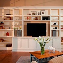 Basement TV/shelves - a little higher w/ cabinets