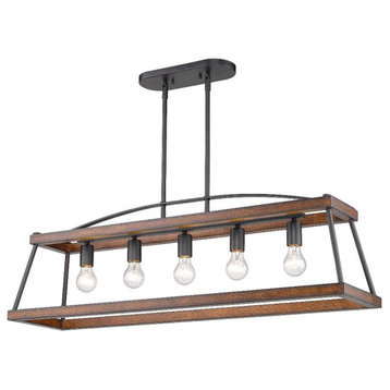 5 Light Linear Pendant in Durable style - 12.25 Inches high by 40 Inches