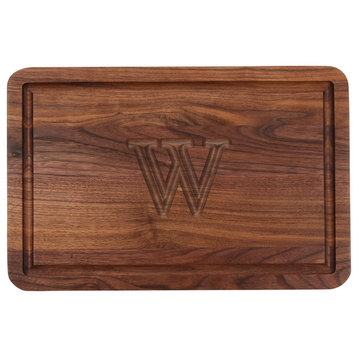 BigWood Boards Rectangle Monogram Walnut Cutting Board, W