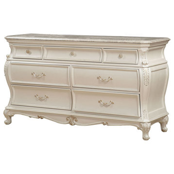 Chantelle Dresser With Granite Top, Pearl White