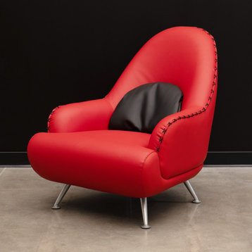 Modern Vitali Red Microfiber Leather Chair