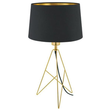 Eglo Lighting 39179A Campale, 1-Light Table Lamp, Gold Finish, Black Exteri
