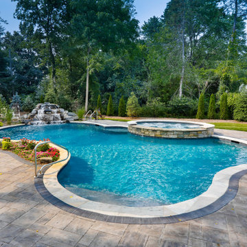 Naperville, IL Freeform Swimming Pool with Raised Hot Tub