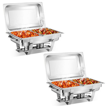 2 Packs Chafing Dish 9 Quart Stainless Rectangular Chafer Full Size Buffet