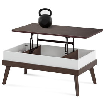 Modern Coffee Table, Angled Legs & Lift Up Top With Plenty Space, Espresso