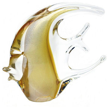 Murano Glass Moon Fish Amber Gold