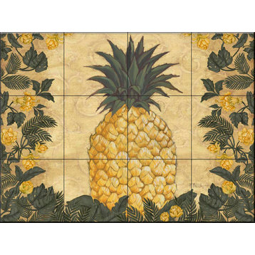 Tile Mural, Pineapple Floral by Paul Brent