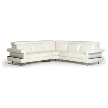 Mckay Italian Modern White Leather Sectional Sofa