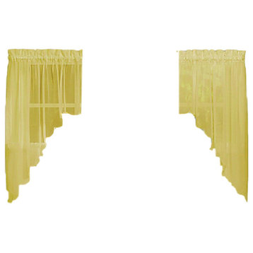Emelia Sheer Solid Gold Kitchen Curtain, Swag