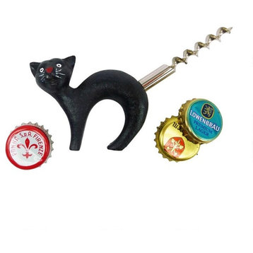 Black Cat Corkscrew/Bottle Openers, Set of 2