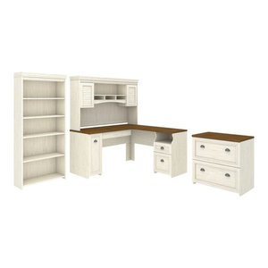 Boca 4 Piece L Shaped Desk Cottage White Desks And Hutches By
