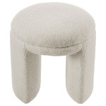 Meridian Furniture - Bowen Faux Shearling Teddy Fabric Ottoman/Stool, Beige - Bring a cozy element to your room with this Bowen faux shearling teddy fabric ottoman/stool. This fabulously fun ottoman is just what you're looking for to add a whimsical yet comforting and welcoming touch to your space. It's covered in faux shearling material that's as soft as your favorite stuffies from childhood, so it feels great against your skin while you prop your feet up and relax. The neutral beige color makes it an easy fit in any area, and the unique design lends your room a contemporary vibe.