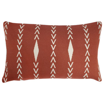 Diamond Ray Throw Pillows with Polyfill Insert, Red, 12"x20"