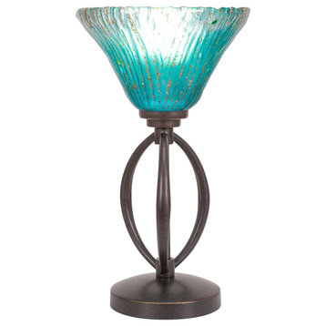Marquise Accent Lamp In Dark Granite Finish With 7" Teal Crystal Glass