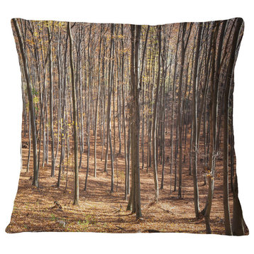 Thick Carpathian Deciduous Forest Forest Throw Pillow, 18"x18"