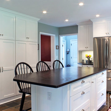 Classic White Kitchen with White Island
