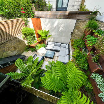 Small urban garden with living wall