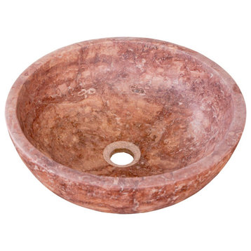 Red Travertine Natural Stone Vessel Sink Honed/Matte (D)16" (H)6"