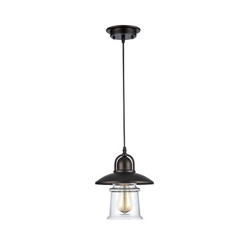 IRONCLAD, Industrial-style 1 Light Rubbed Bronze Ceiling Mini Pendant, 9" Shade