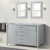 60" Double Vanity, Light Gray With White Carrara Marble Top
