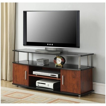 Pemberly Row Modern Wood TV Stand for TVs up to 48" in Cherry/Black