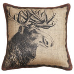 The Watson Shop - Moose Burlap Pillow - Add a little charm to your living space! This handmade burlap pillow features a noble moose print. Its simple design makes this piece perfect for almost any decor, from rustic to eclectic. Place it on a sofa, bed, or chair for comfort and style.