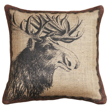 Moose Burlap Pillow