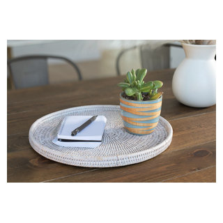 Artifacts Rattan™ Round Flat Tray - Tropical - Serving Trays - by