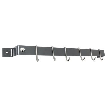 Handcrafted 30" Easy Mount Wall Rack w 6 Hooks, Graphite Blue