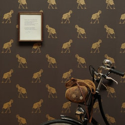 LARGE GOLD LEAF ON BROWNSTONE - Wallpaper
